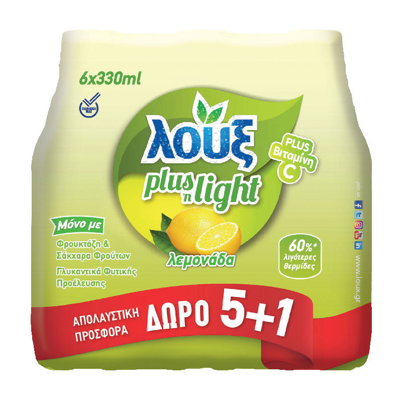 Loux Plus n Light Lemonade Carbonated Drink 5+1 Free 6x330 ml