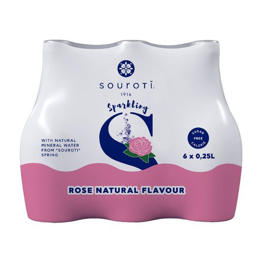 Souroti Beverage from Natural Mineral Water with Natural Rose Flavouring 6x250 ml